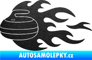 Samolepka Curling 005 levá kámen škrábaný kov černý