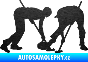 Samolepka Curling team 002 pravá škrábaný kov černý