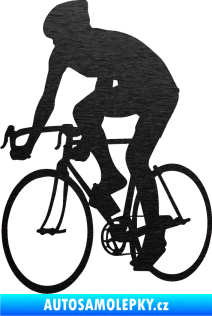 Samolepka Cyklista 001 levá škrábaný kov černý