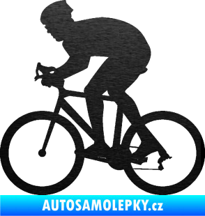 Samolepka Cyklista 008 levá škrábaný kov černý