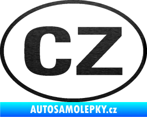 Samolepka CZ značka bez podkladu škrábaný kov černý