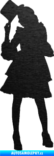 Samolepka Dáma s kloboukem 001 levá škrábaný kov černý