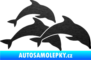 Samolepka Delfíni 001 pravá škrábaný kov černý