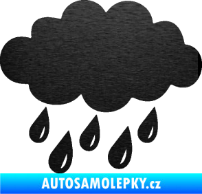 Samolepka Déšť 001 levá mrak a kapky škrábaný kov černý
