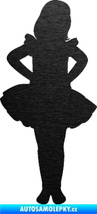 Samolepka Děti silueta 011 pravá holčička tanečnice škrábaný kov černý