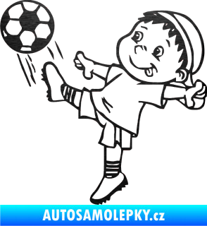 Samolepka Dítě v autě 022 levá fotbalista škrábaný kov černý