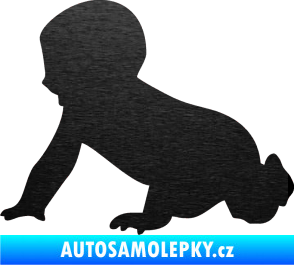 Samolepka Dítě v autě 025 levá miminko silueta škrábaný kov černý