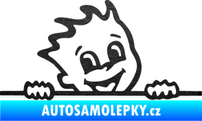 Samolepka Dítě v autě 029 pravá veselý kluk hlavička škrábaný kov černý