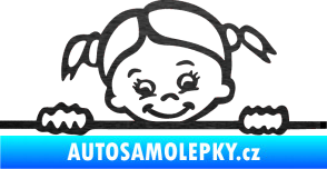 Samolepka Dítě v autě 030 pravá malá slečna hlavička škrábaný kov černý