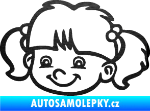 Samolepka Dítě v autě 035 levá holka hlavička škrábaný kov černý