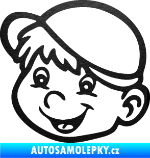 Samolepka Dítě v autě 038 levá kluk hlavička škrábaný kov černý