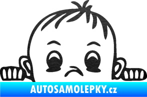 Samolepka Dítě v autě 045 pravá chlapeček hlavička škrábaný kov černý