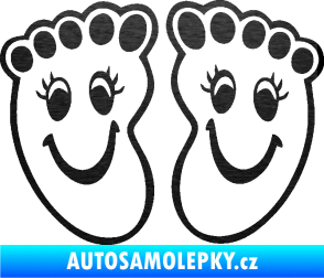 Samolepka Dítě v autě 060 veselé nožičky škrábaný kov černý