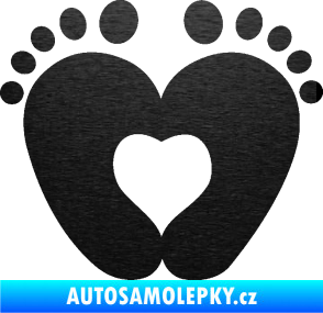 Samolepka Dítě v autě 064 nožičky škrábaný kov černý