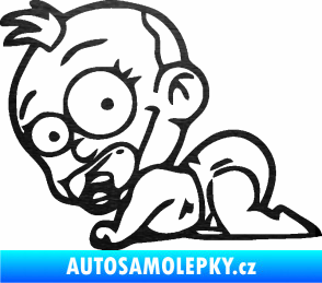 Samolepka Dítě v autě 067 levá lezoucí miminko škrábaný kov černý