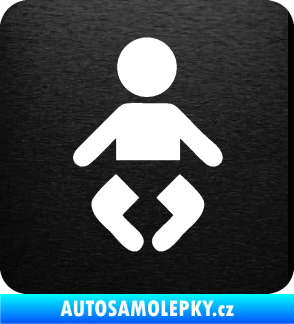 Samolepka Dítě v autě 093 symbol miminka škrábaný kov černý