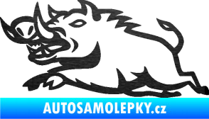 Samolepka Divoké prase 004 levá škrábaný kov černý
