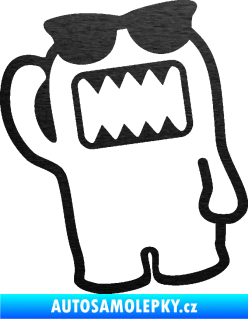 Samolepka Domo 012 levá s brýlemi škrábaný kov černý
