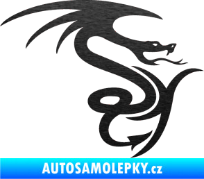 Samolepka Dragon 006 pravá škrábaný kov černý