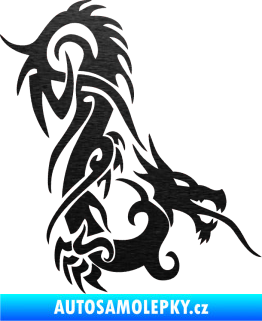 Samolepka Dragon 007 pravá škrábaný kov černý