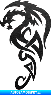 Samolepka Dragon 018 levá škrábaný kov černý