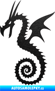 Samolepka Dragon 020 levá škrábaný kov černý