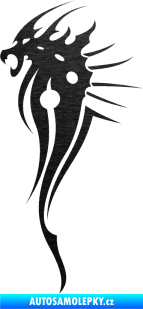 Samolepka Dragon 026 levá škrábaný kov černý
