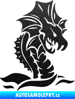 Samolepka Dragon 040 pravá škrábaný kov černý