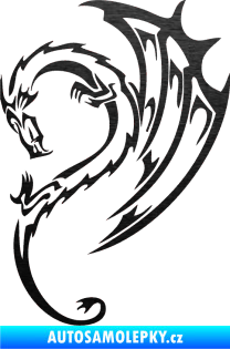 Samolepka Dragon 043 levá škrábaný kov černý