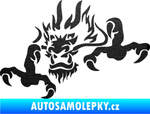Samolepka Dragon 049 levá škrábaný kov černý