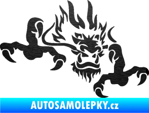 Samolepka Dragon 049 pravá škrábaný kov černý