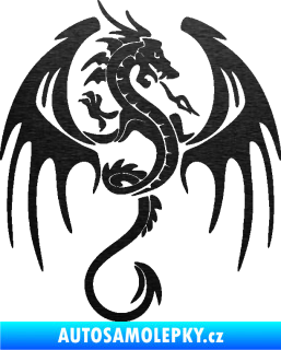 Samolepka Dragon 053 pravá škrábaný kov černý