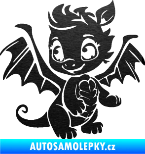 Samolepka Dragon 054 levá roztomilý dráček škrábaný kov černý