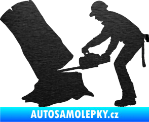 Samolepka Dřevorubec 003 levá škrábaný kov černý