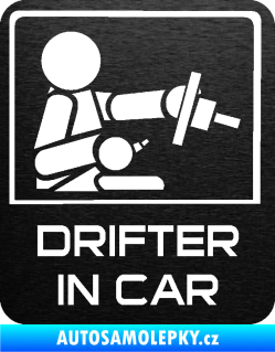 Samolepka Drifter in car 004 škrábaný kov černý