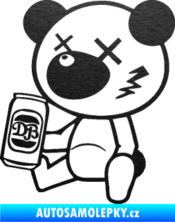 Samolepka Drunk bear 001 levá medvěd s plechovkou škrábaný kov černý