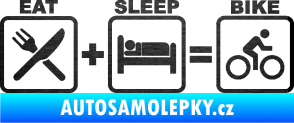Samolepka Eat sleep bike škrábaný kov černý