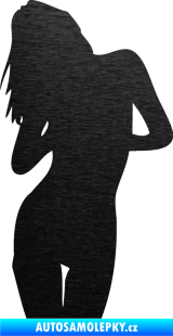 Samolepka Erotická žena 001 levá škrábaný kov černý