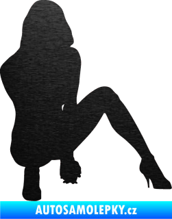 Samolepka Erotická žena 037 pravá škrábaný kov černý