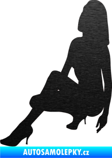 Samolepka Erotická žena 041 levá škrábaný kov černý