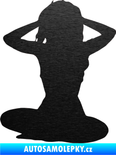 Samolepka Erotická žena 042 levá škrábaný kov černý