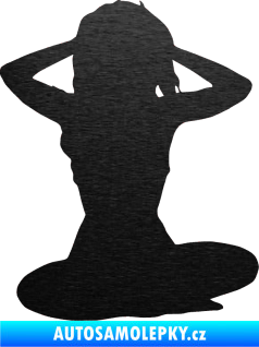 Samolepka Erotická žena 042 pravá škrábaný kov černý