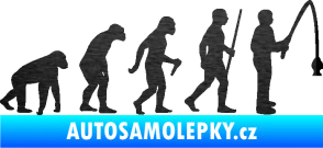 Samolepka Evoluce 005 rybář pravá škrábaný kov černý