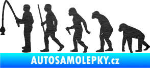 Samolepka Evoluce 005 rybář levá škrábaný kov černý