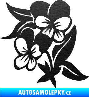 Samolepka Fialka 001 levá květina škrábaný kov černý