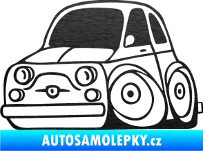 Samolepka Fiat 500 karikatura levá škrábaný kov černý