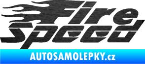Samolepka Fire speed nápis s plameny škrábaný kov černý