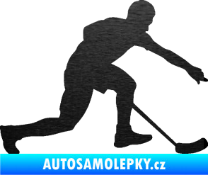 Samolepka Florbal 005 pravá škrábaný kov černý