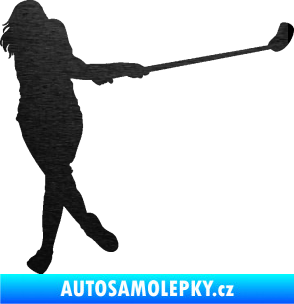 Samolepka Florbal 006 pravá  škrábaný kov černý