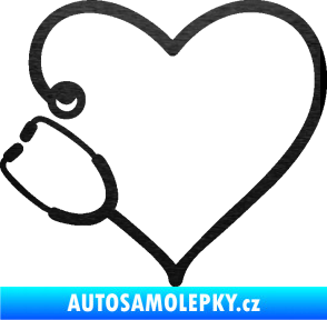 Samolepka Fonendoskop 002 levá  zdravotní sestřička škrábaný kov černý